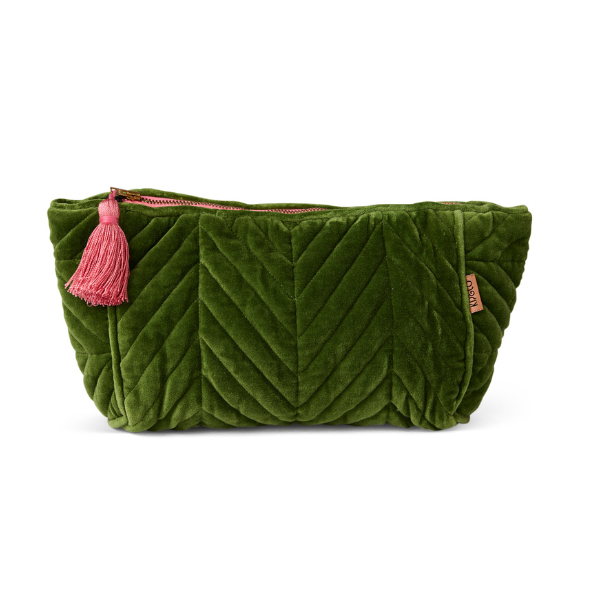 Moss Velvet Toiletry Bag