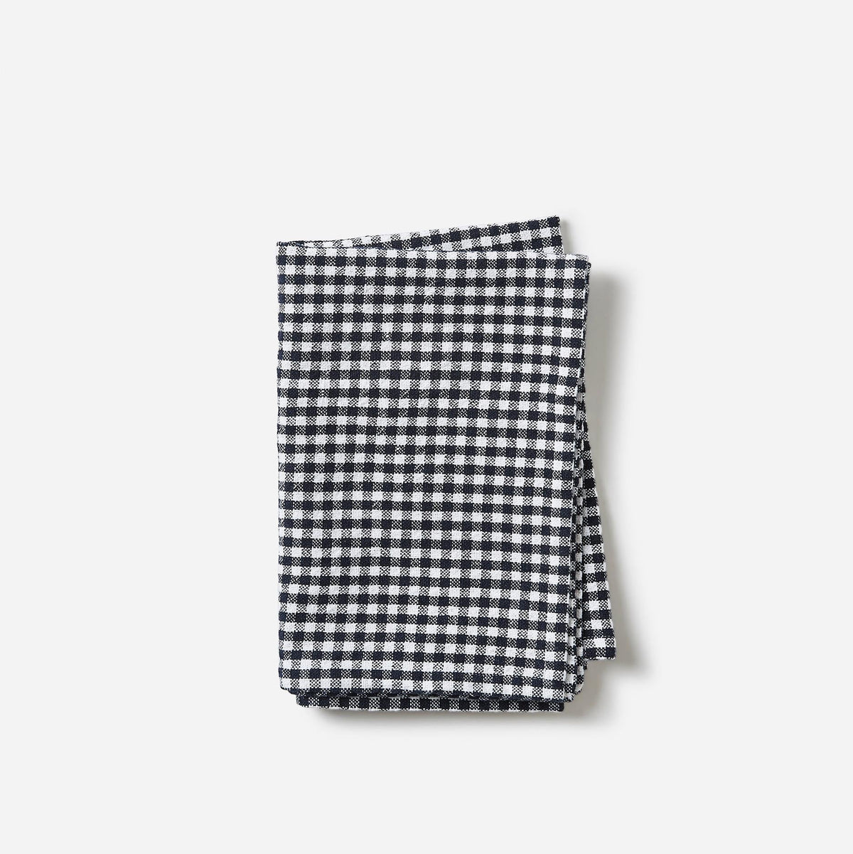 Gingham Washed Cotton Tea Towel / Navy