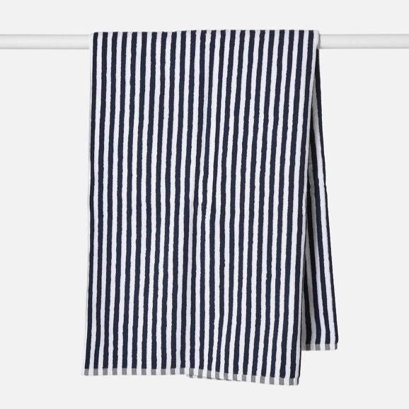 Wide Stripe Cotton Bath Towel / Navy