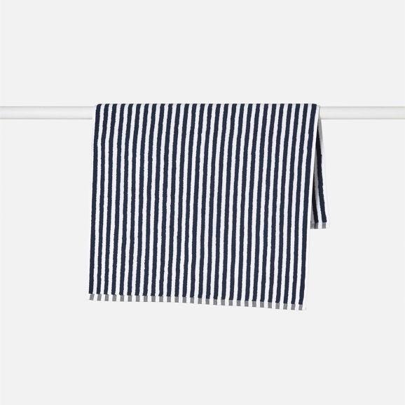 Wide Stripe Cotton Bath Mat / Navy