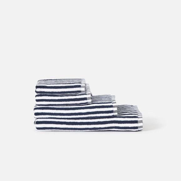 Wide Stripe Cotton Face Cloth / Navy