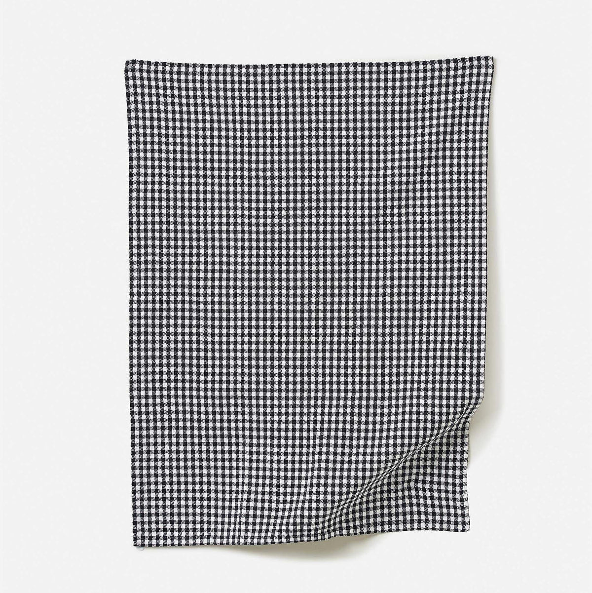 Gingham Washed Cotton Tea Towel / Navy