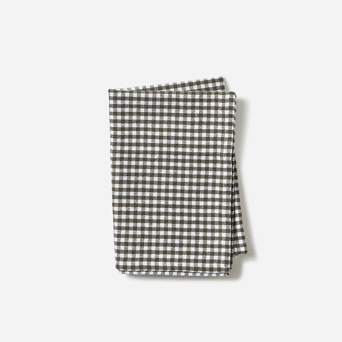 Gingham Washed Cotton Tea Towel / Olive