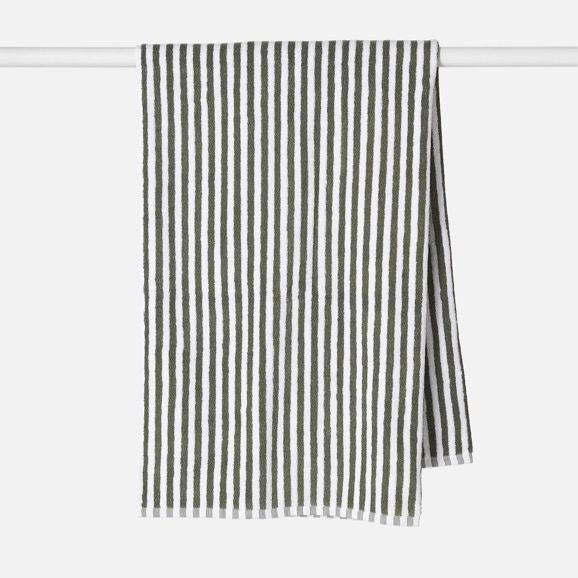 Wide Stripe Cotton Bath Towel  / Olive