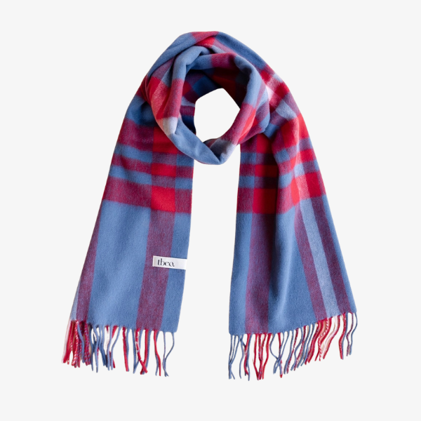 Lambswool Oversized Scarf / Blue Modern Tartan