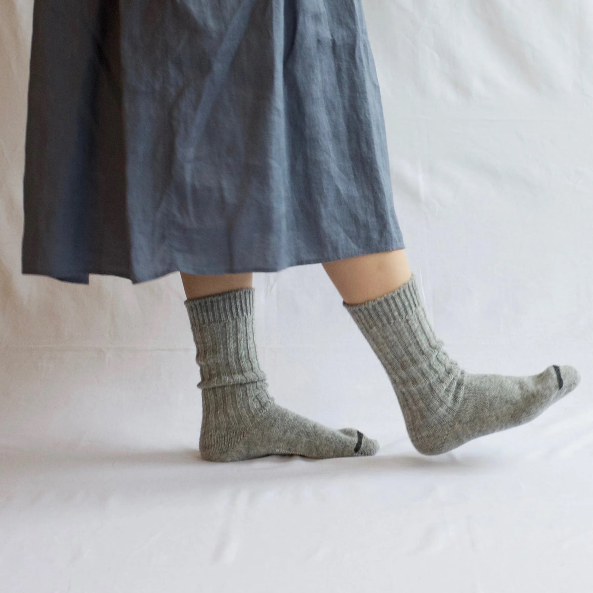 Praha Wool Ribbed Socks / Light Grey