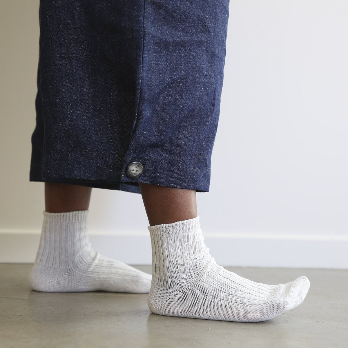 Praha Linen Ribbed Sock / Off White