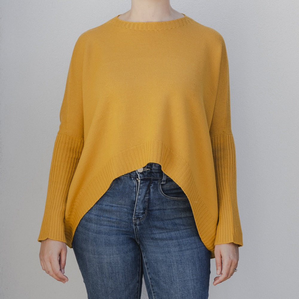 Pure Merino Boxy Crop Knit / Mustard