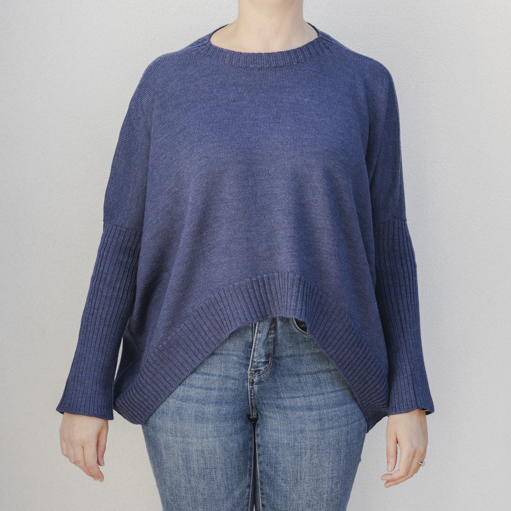 Pure Merino Boxy Crop Knit / Midnight