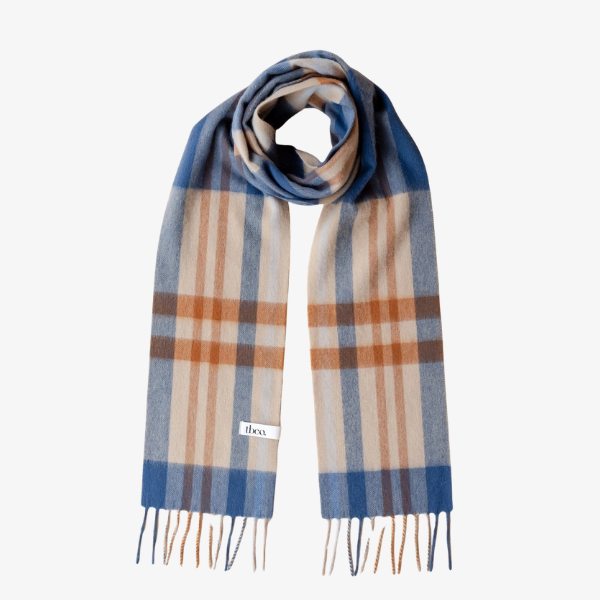 Lambswool Skinny Scarf / Camel Modern Tartan