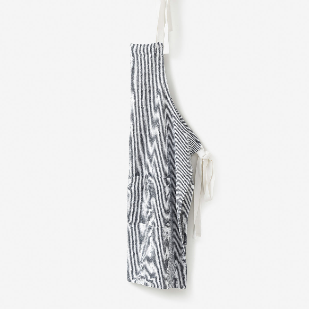 Stripe Washed Cotton Apron / Navy