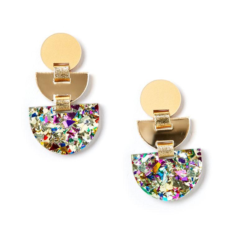 Boat Earrings / Gold Confetti