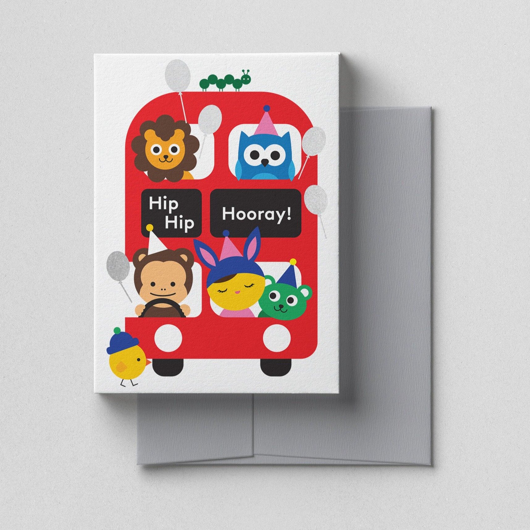 Greeting Card / Party Animals Bus