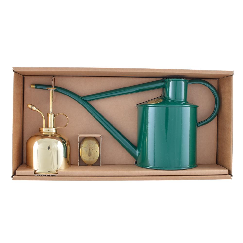 Classic Watering Set / Green & Brass