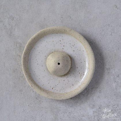 Handmade Incense Holder / White on Stone