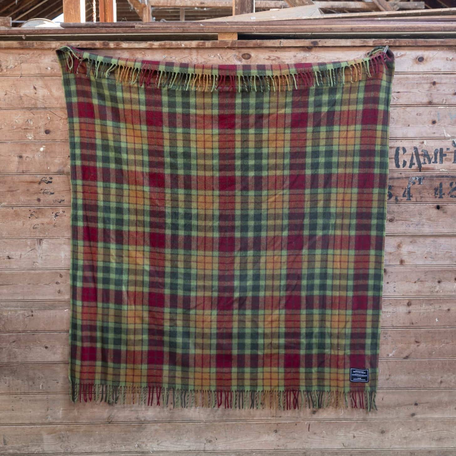 Wool Scottish Tartan Blanket / Maple Moss