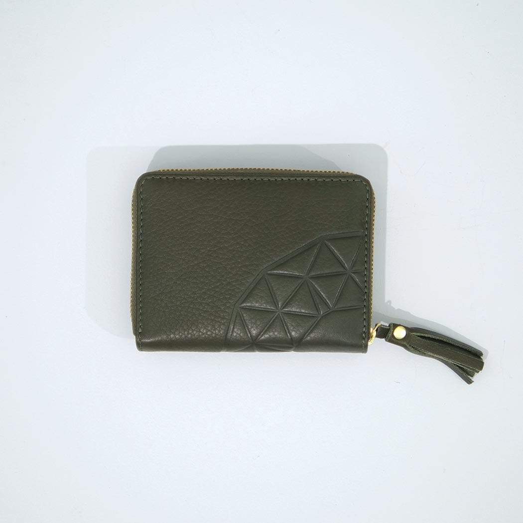 Ash Embossed Zip Wallet / Khaki