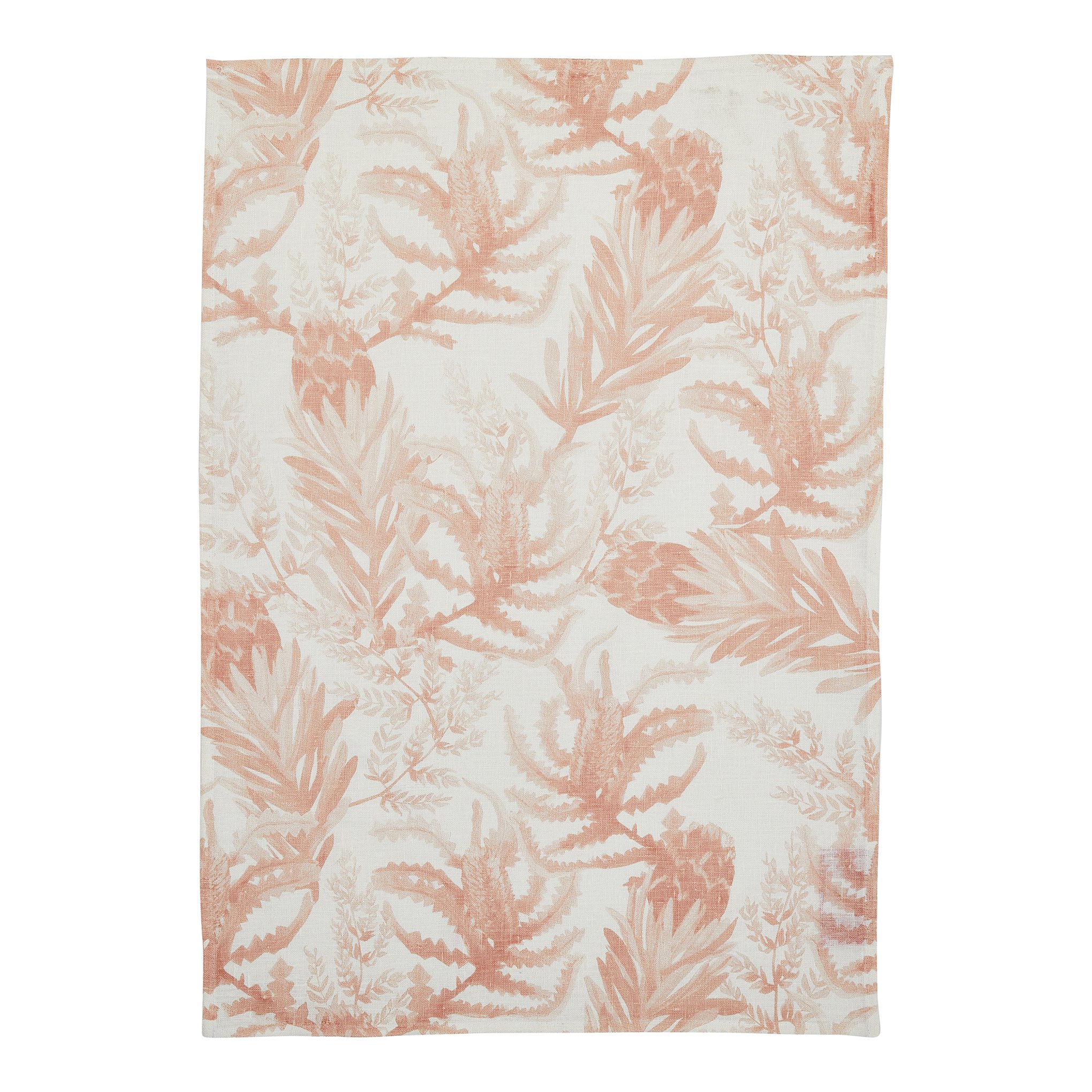 Linen Printed Tea Towel / Protea Petal