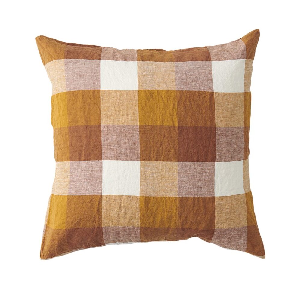 Linen Cushion / Biscuit Check