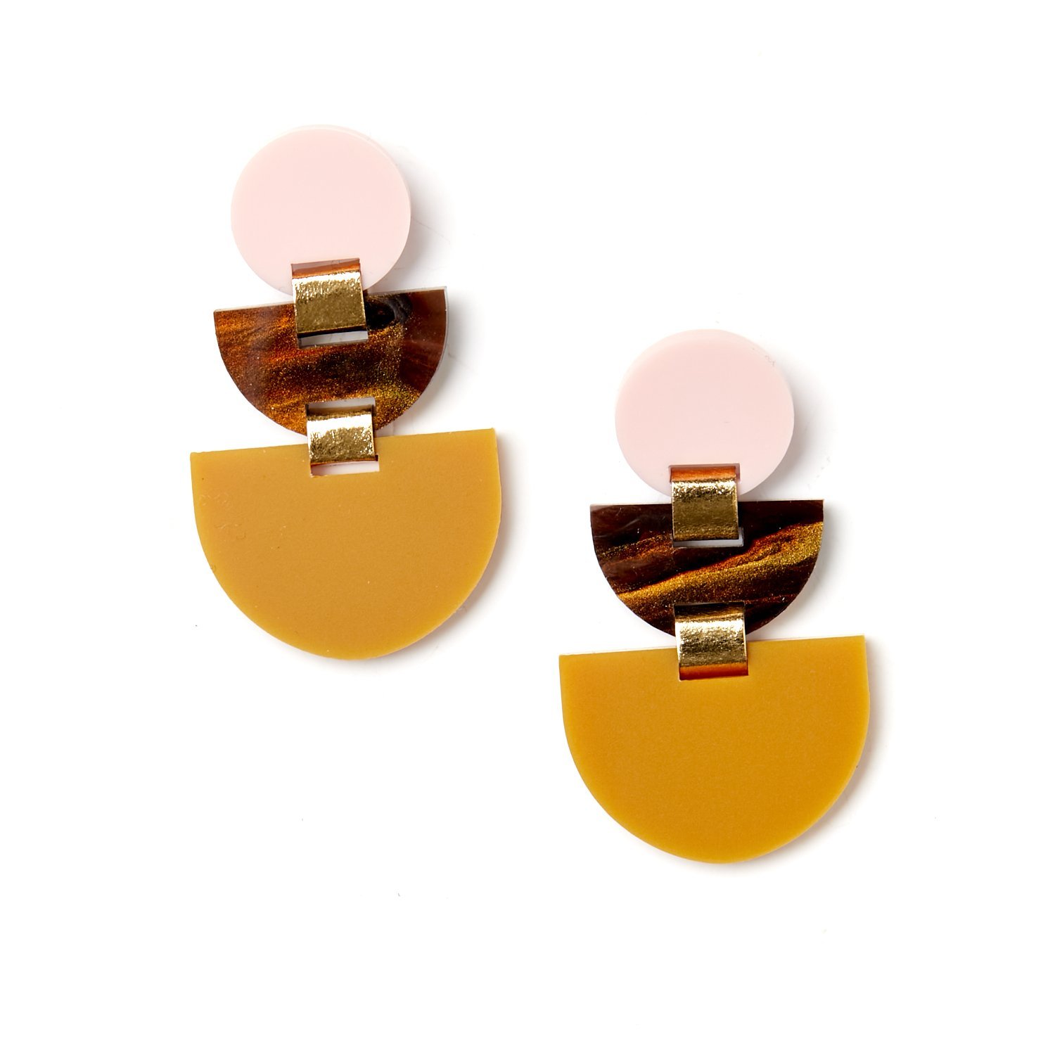 Boat Earrings / Brown Pink