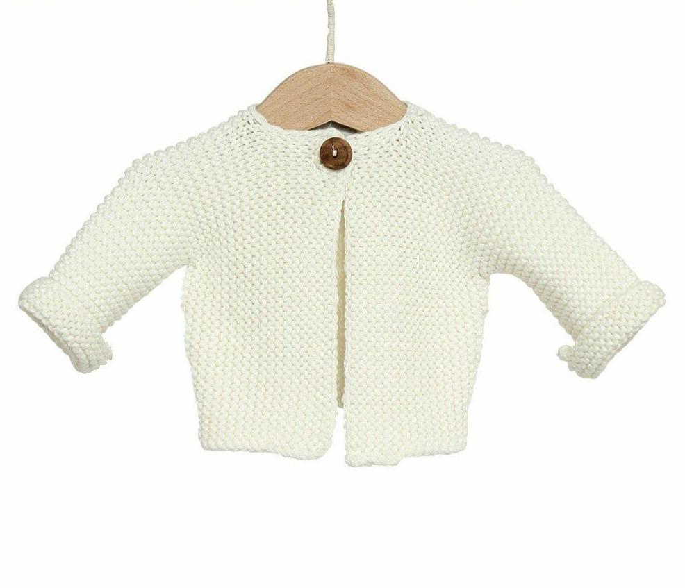 Cotton Chunky Knit Baby Cardigan / Ivory