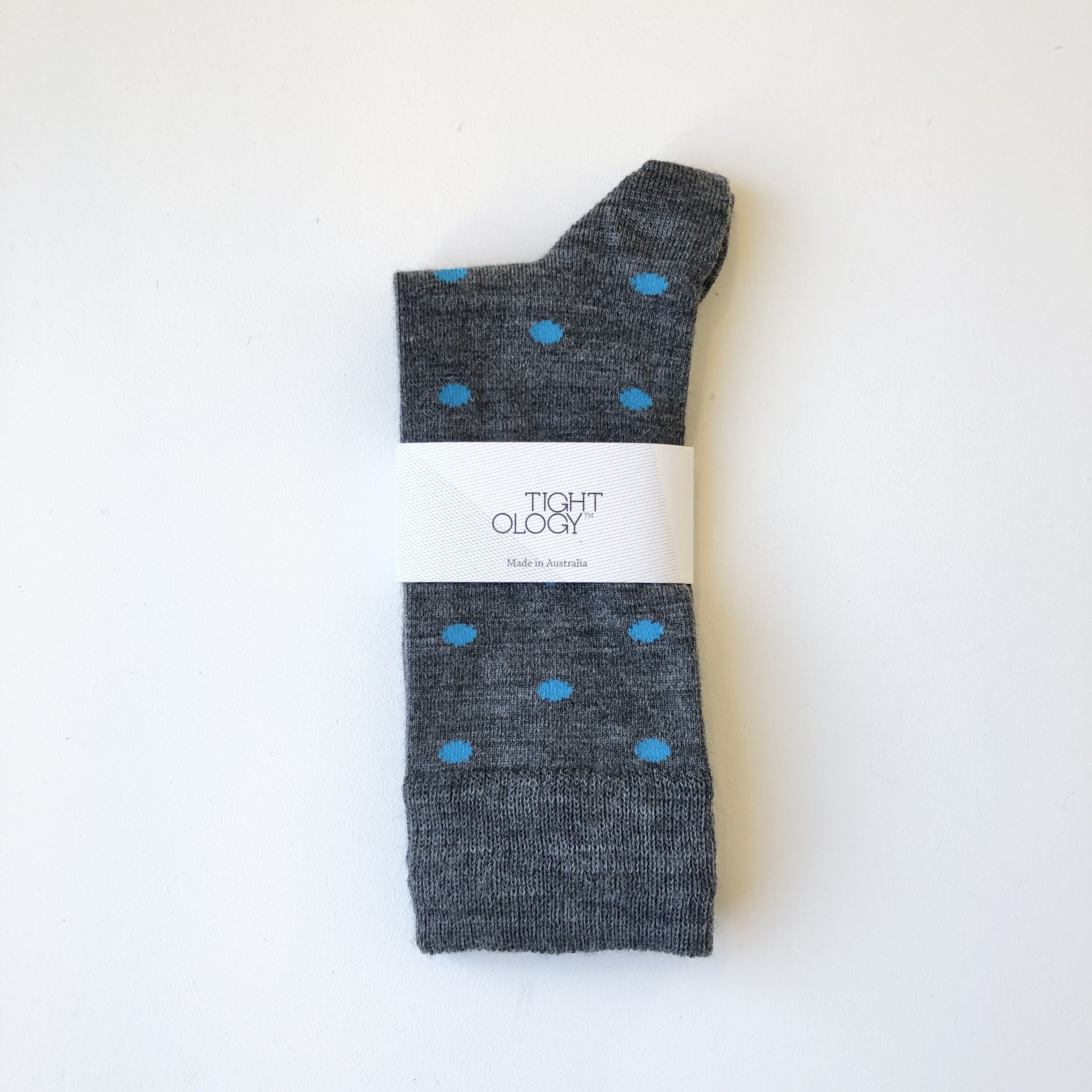 Dotty Short Wool Socks / Grey Aqua