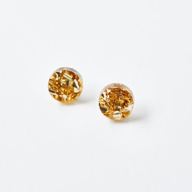 Mini Circle Stud Earrings / Gold Dust