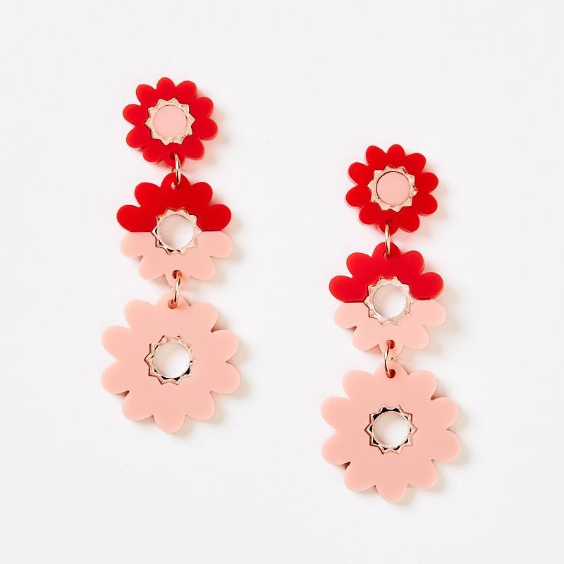 Meadow Earrings / Pink Red
