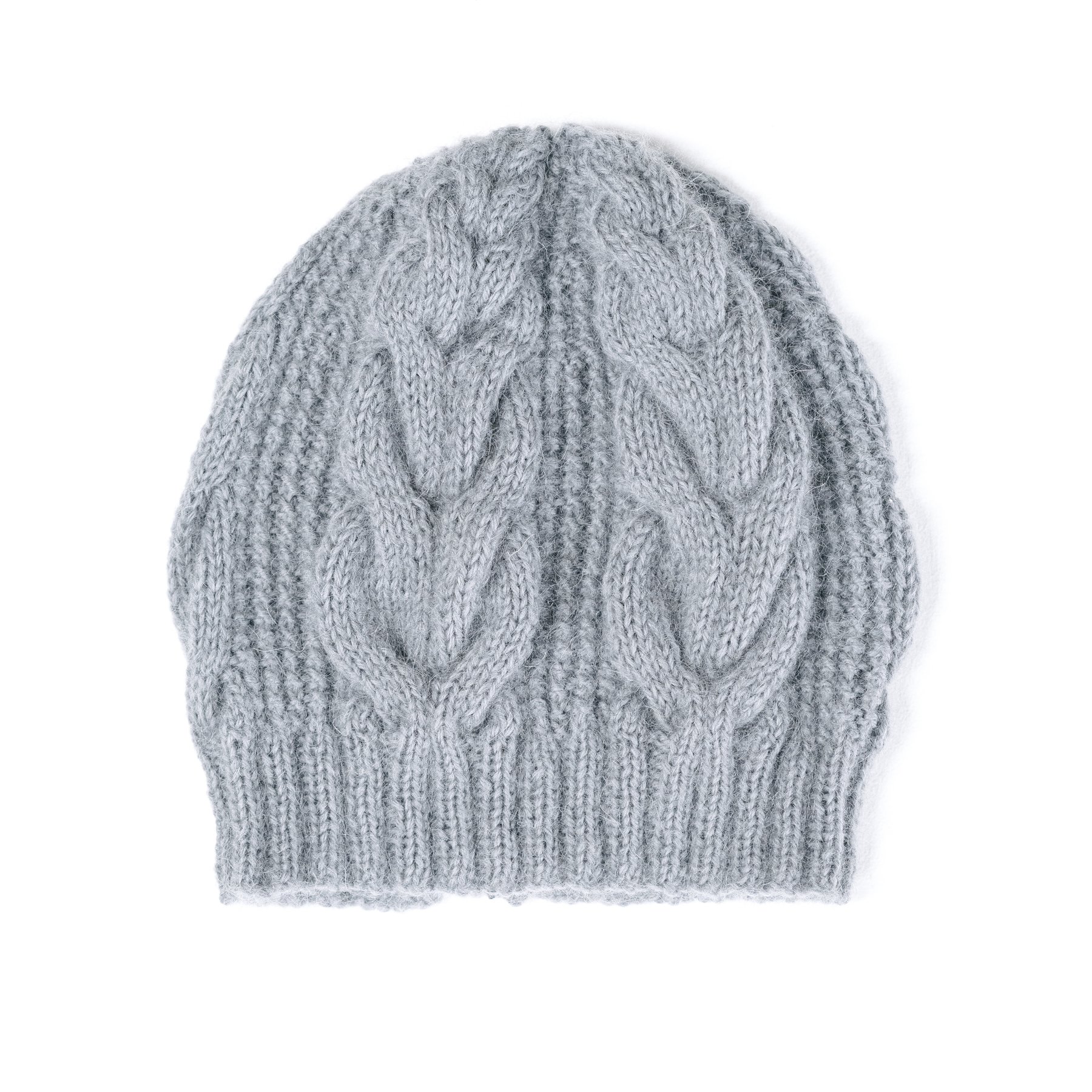 Wool Mohair Cable Knit Beanie / Drought