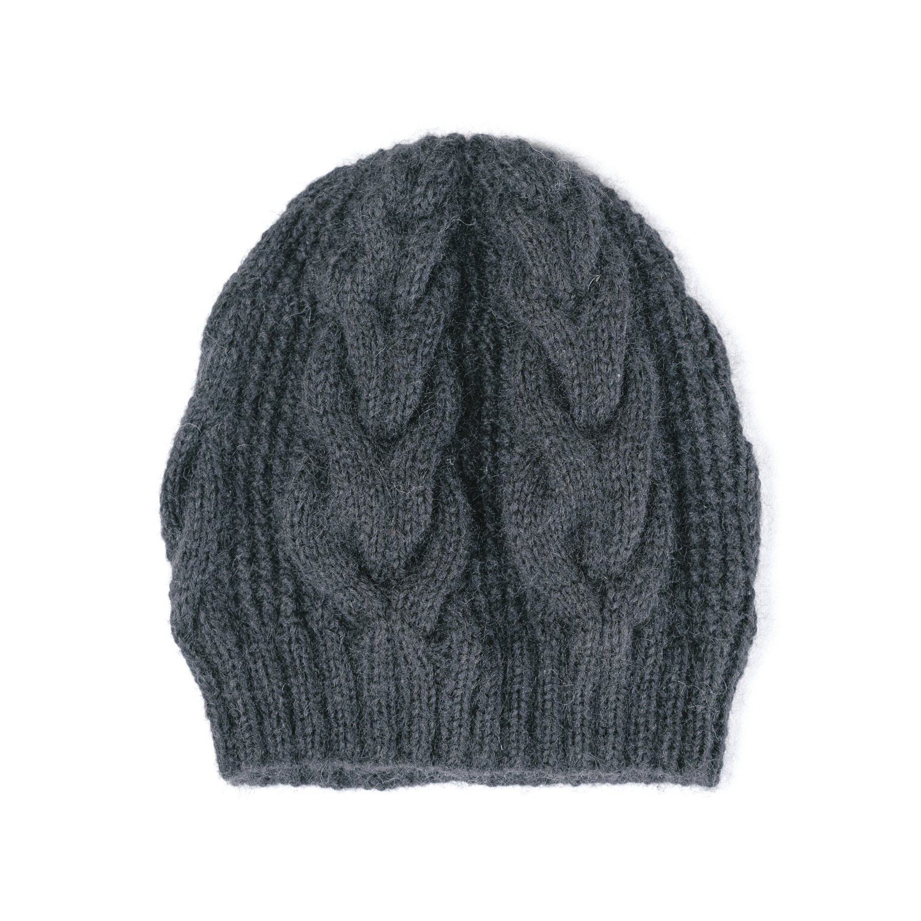 Wool Mohair Cable Knit Beanie