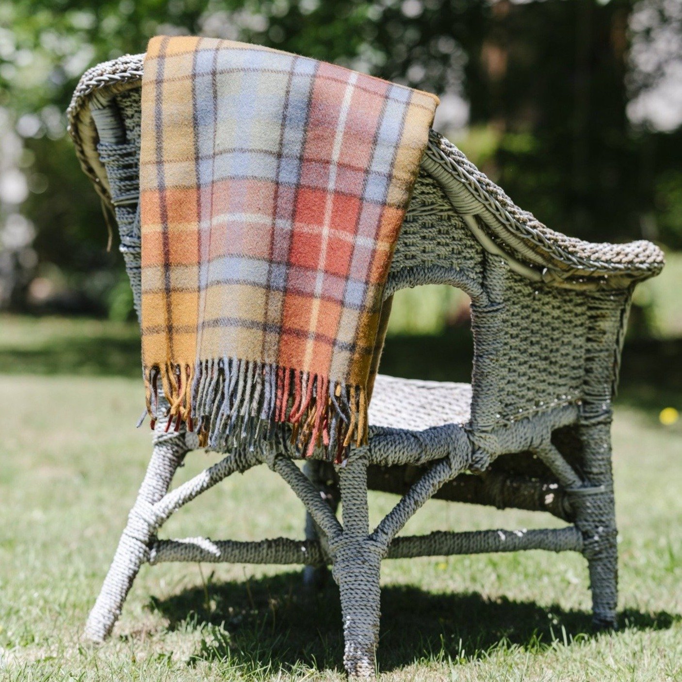 Wool Scottish Tartan Blanket / Autumn